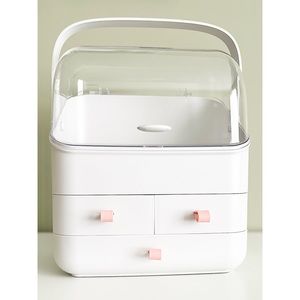 Portable Waterproof Dustproof Bathroom Organizer Storage Box with Carry Handle